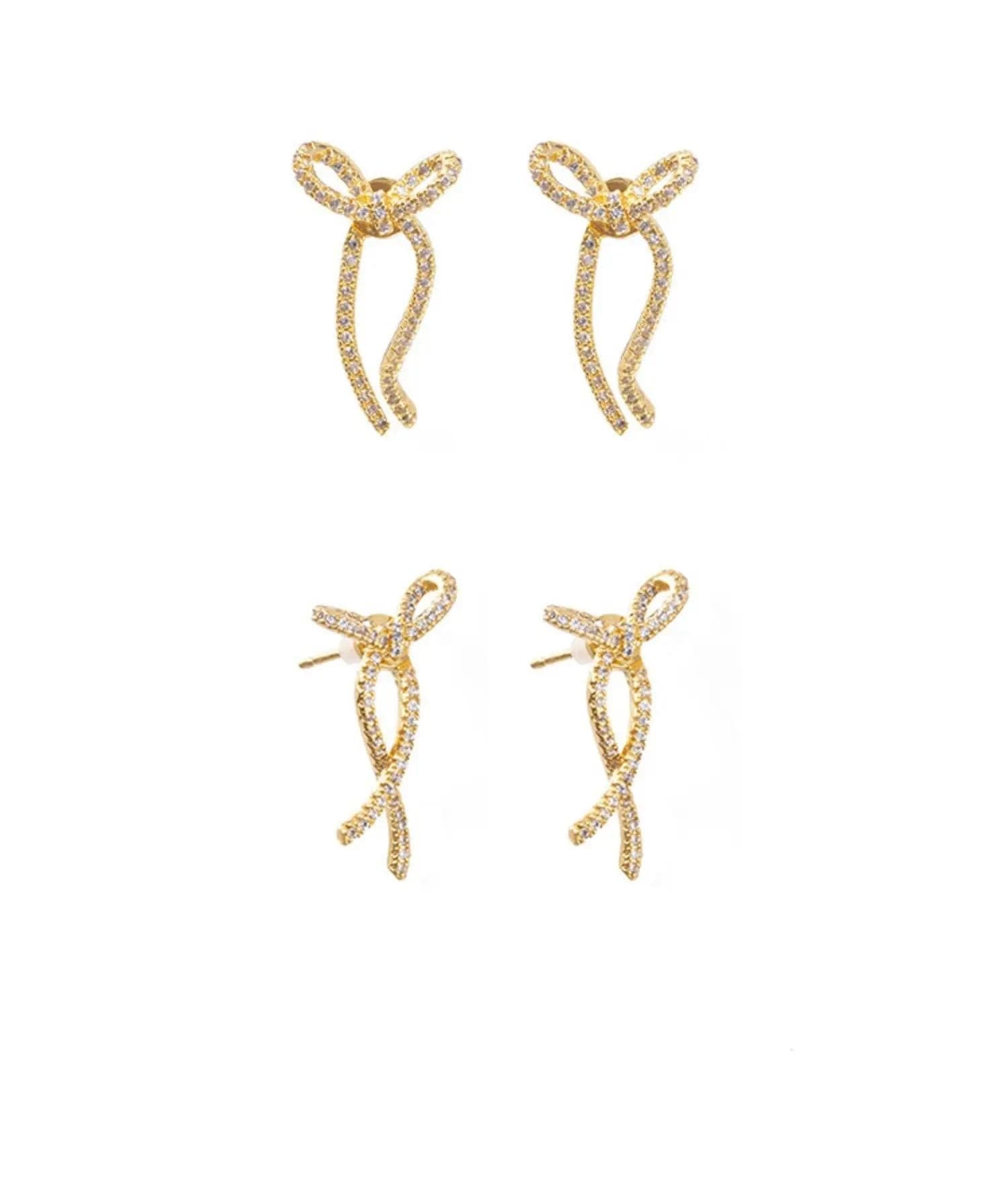 Ribbon Golden Stud Earrings | Not Just Paris