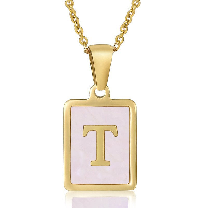 OpalGlow Alphabet Necklace - Pink Pearl