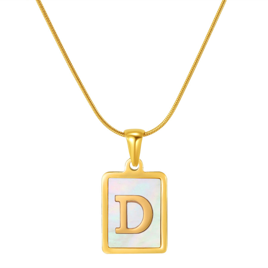 OpalGlow Alphabet Necklace - White Pearl