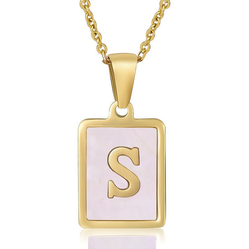 OpalGlow Alphabet Necklace - Pink Pearl