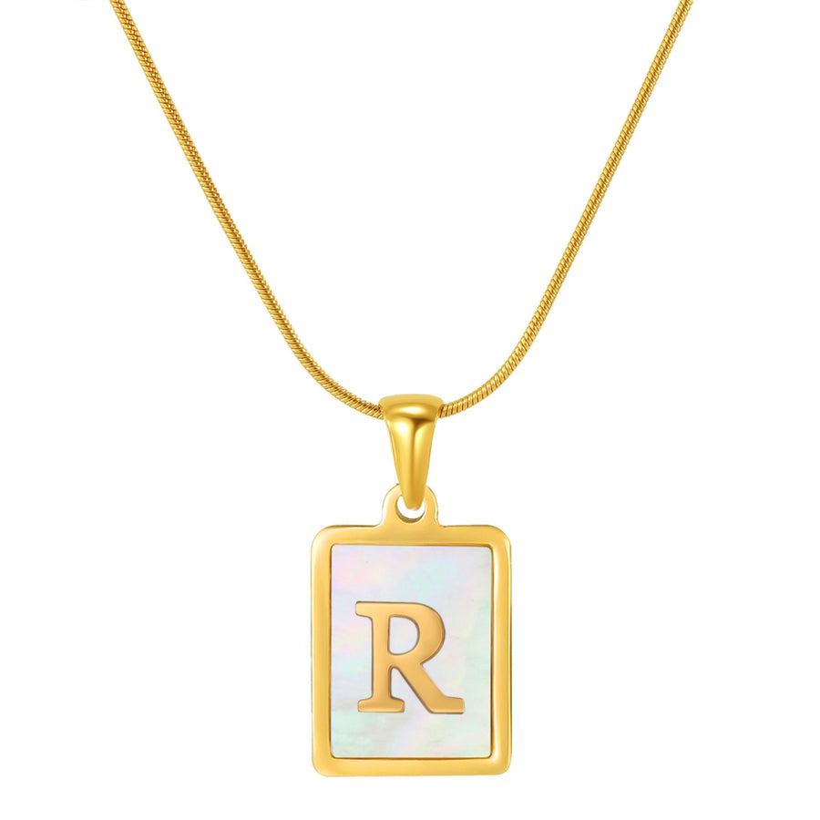 OpalGlow Alphabet Necklace - White Pearl