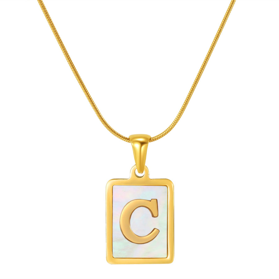 OpalGlow Alphabet Necklace - White Pearl