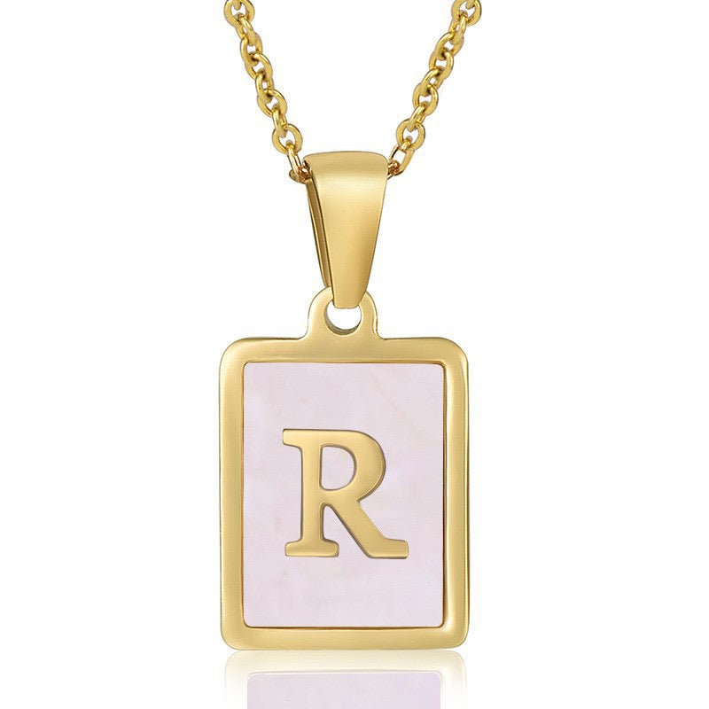 OpalGlow Alphabet Necklace - Pink Pearl