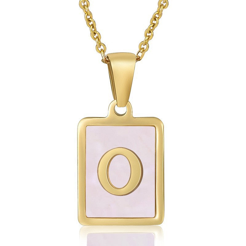 OpalGlow Alphabet Necklace - Pink Pearl