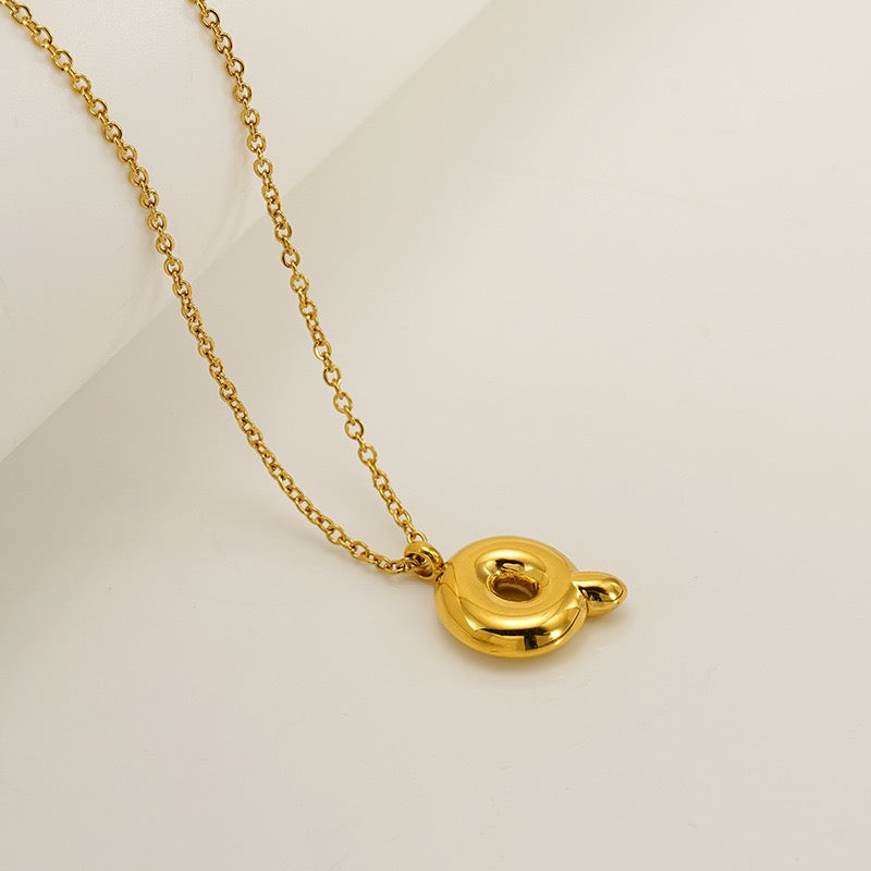 Bubble Letter Initial Necklace - Gold