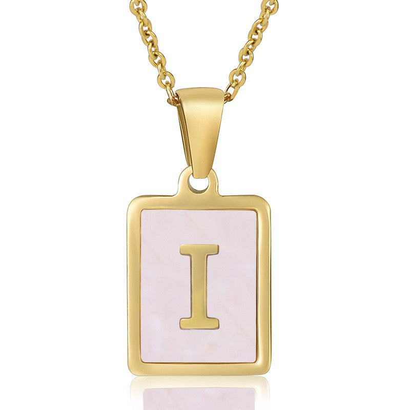 OpalGlow Alphabet Necklace - Pink Pearl