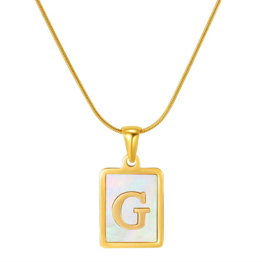 OpalGlow Alphabet Necklace - White Pearl
