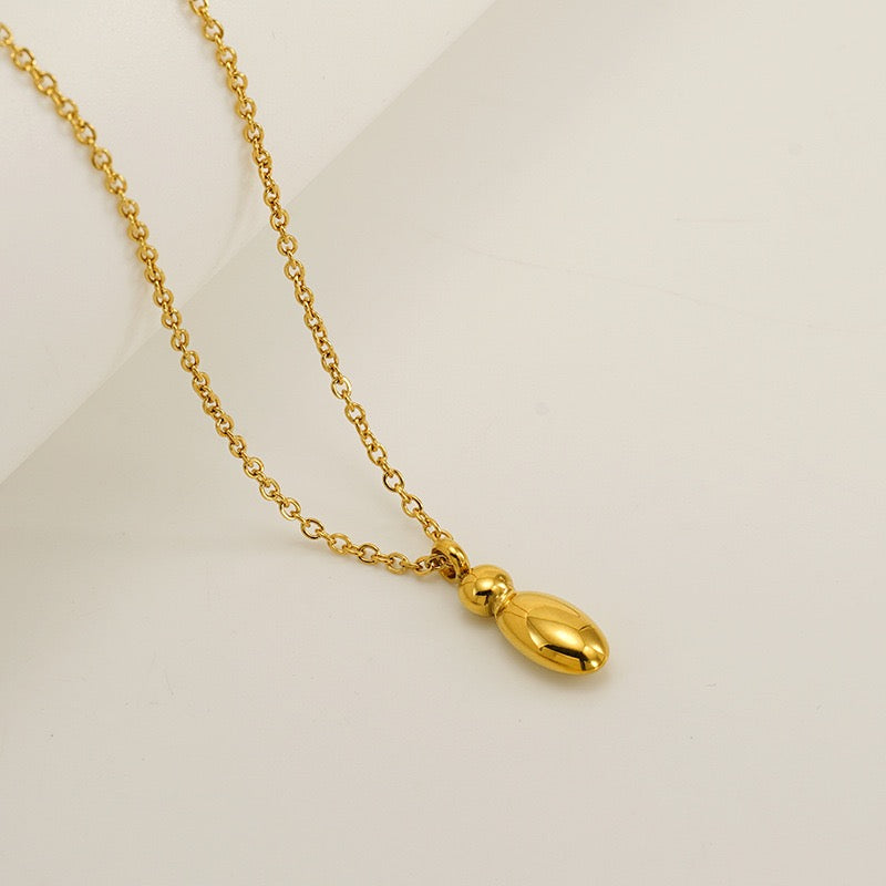 Bubble Letter Initial Necklace - Gold