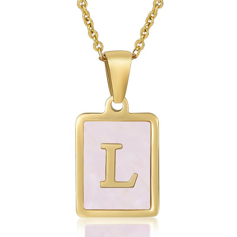 OpalGlow Alphabet Necklace - Pink Pearl