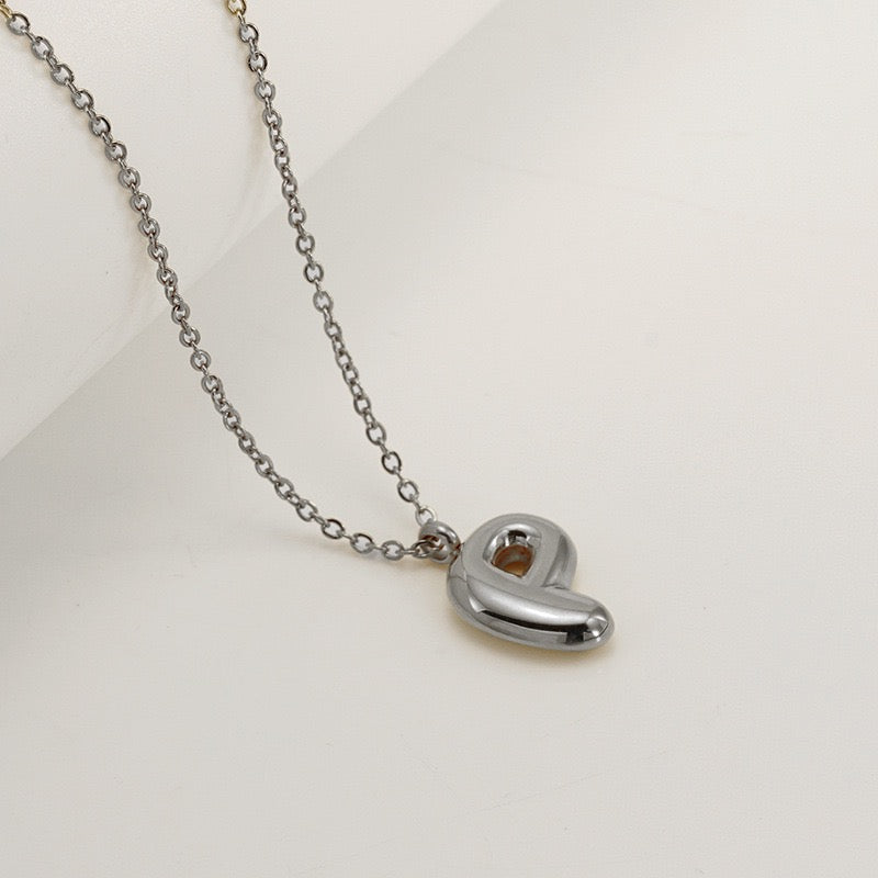 Bubble Letter Initial Necklace - Silver