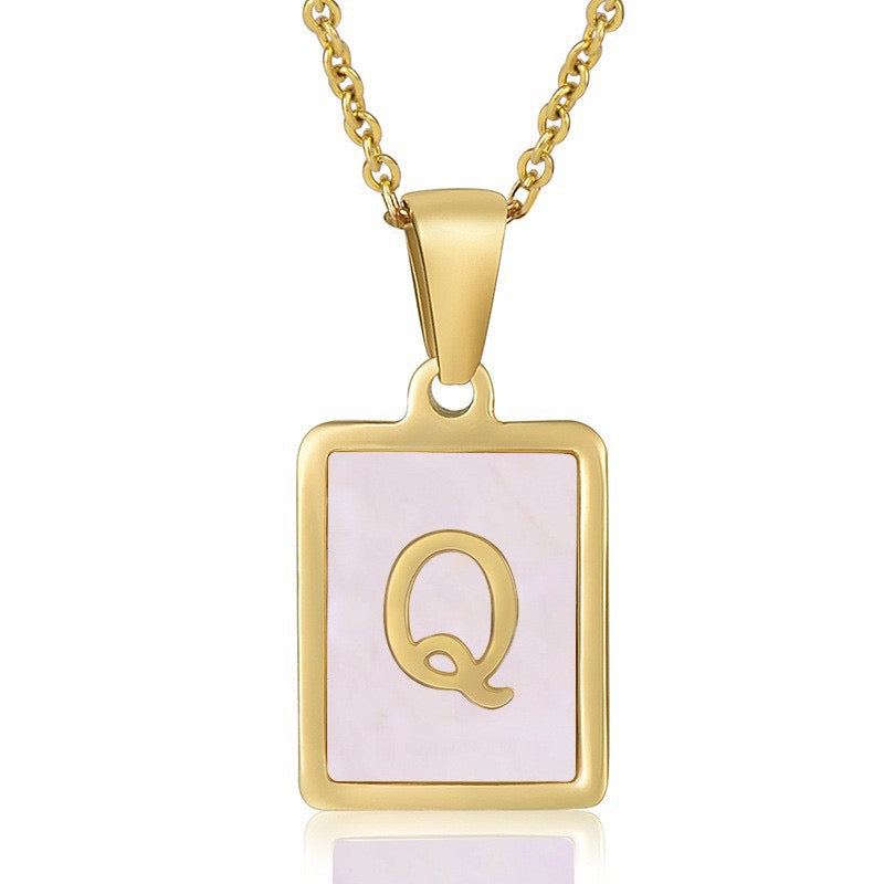 OpalGlow Alphabet Necklace - Pink Pearl