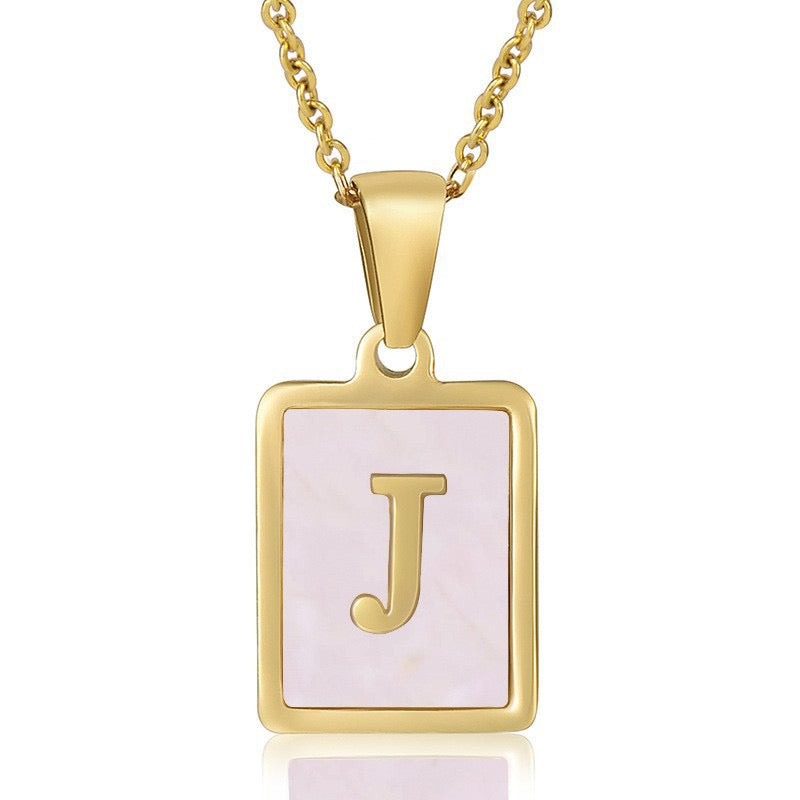 OpalGlow Alphabet Necklace - Pink Pearl