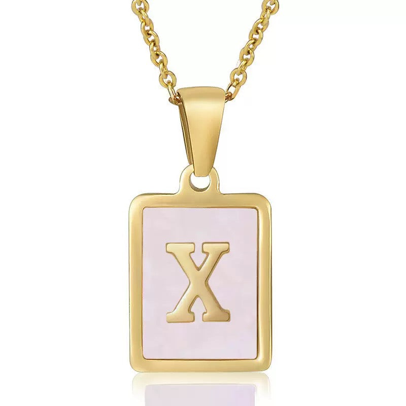 OpalGlow Alphabet Necklace - Pink Pearl