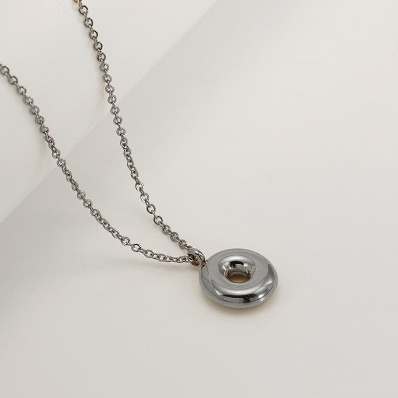 Bubble Letter Initial Necklace - Silver