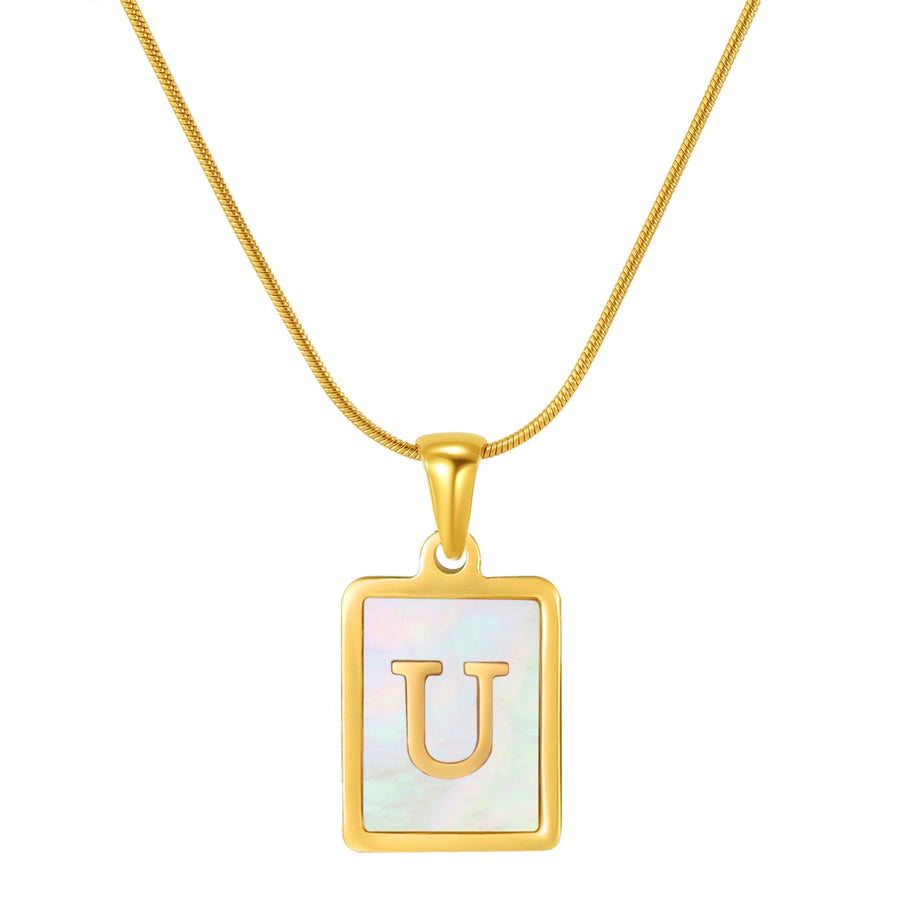 OpalGlow Alphabet Necklace - White Pearl