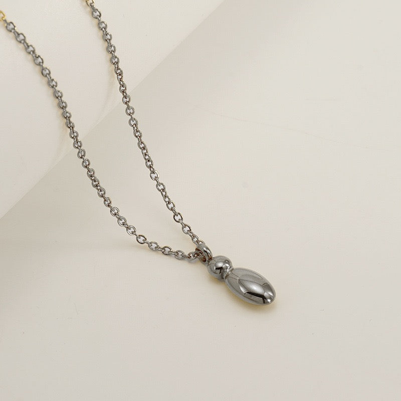 Bubble Letter Initial Necklace - Silver