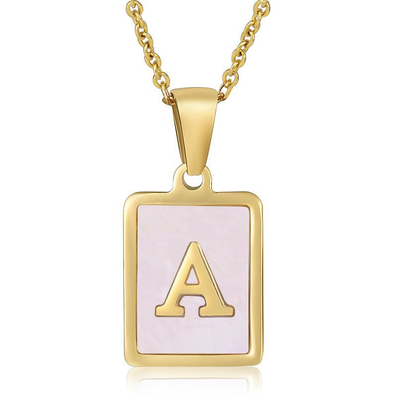 OpalGlow Alphabet Necklace - Pink Pearl