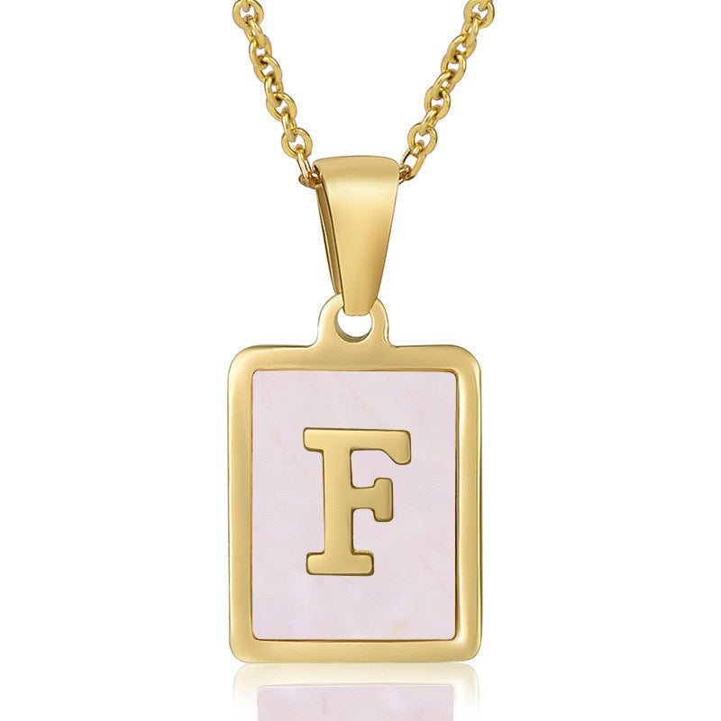 OpalGlow Alphabet Necklace - Pink Pearl