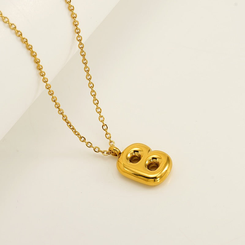 Bubble Letter Initial Necklace - Gold