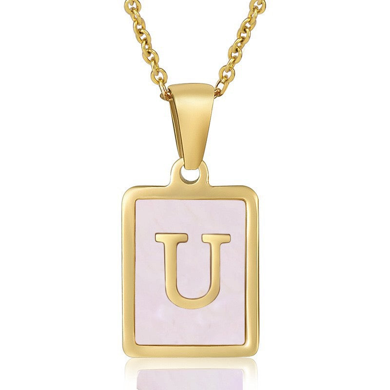 OpalGlow Alphabet Necklace - Pink Pearl