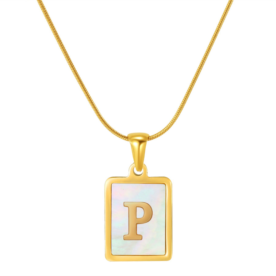 OpalGlow Alphabet Necklace - White Pearl