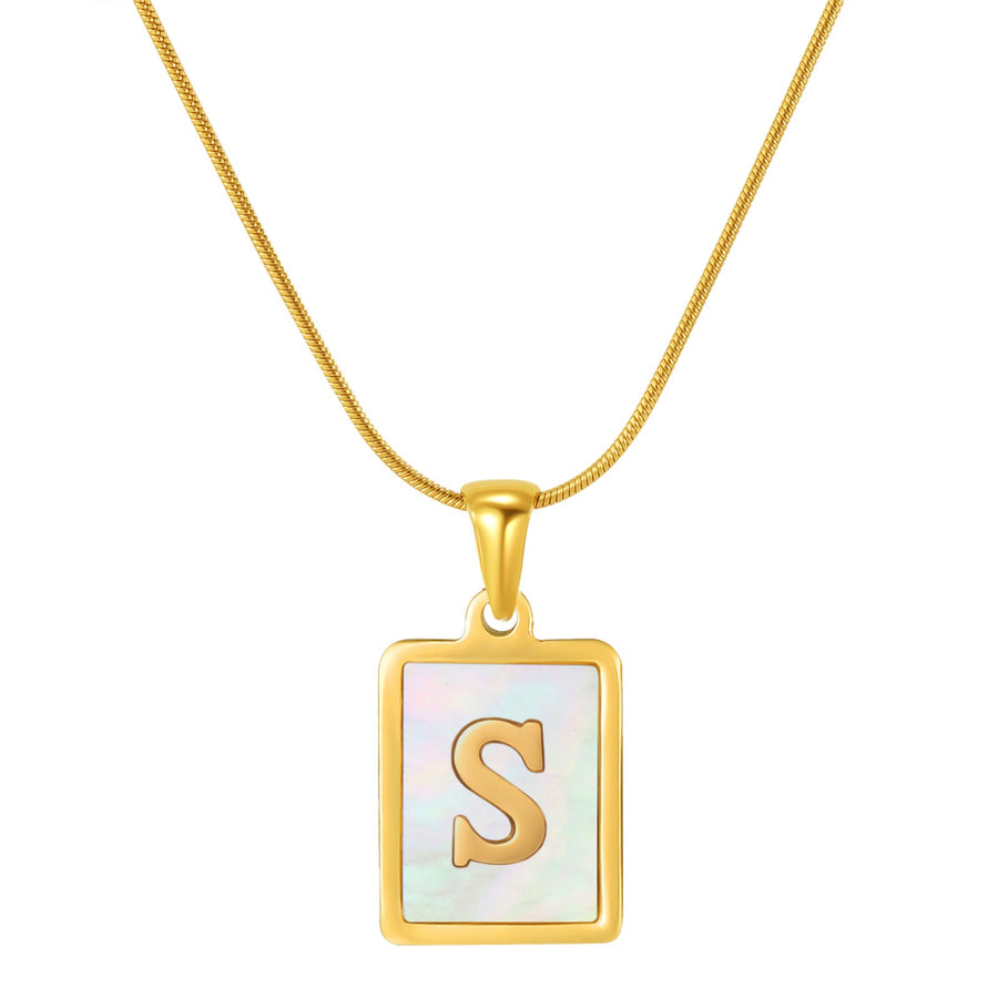OpalGlow Alphabet Necklace - White Pearl