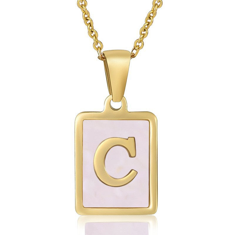 OpalGlow Alphabet Necklace - Pink Pearl
