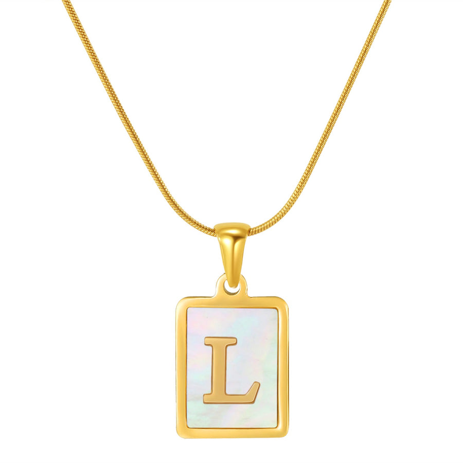 OpalGlow Alphabet Necklace - White Pearl