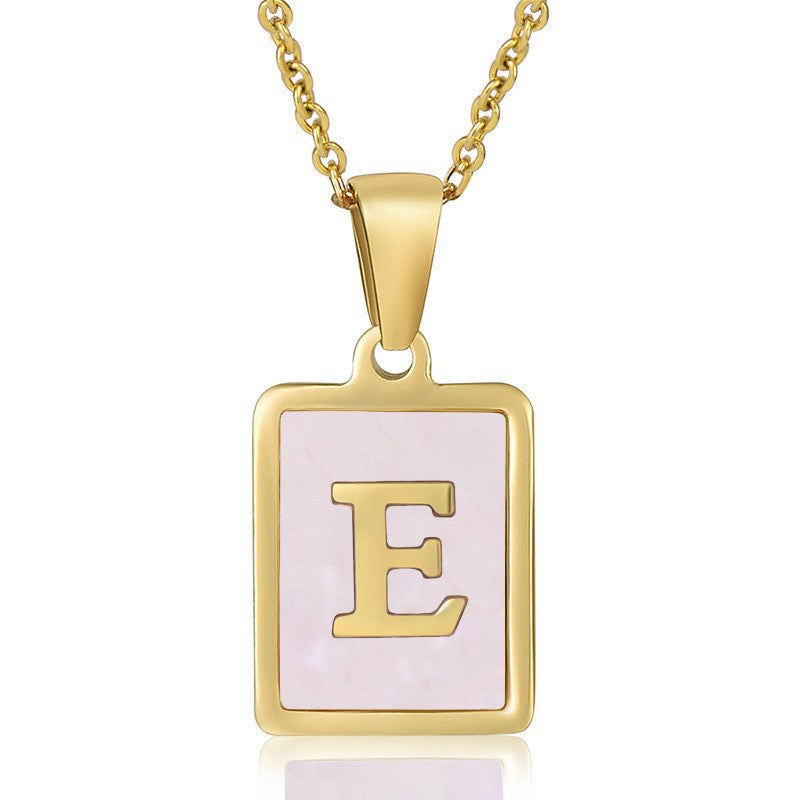 OpalGlow Alphabet Necklace - Pink Pearl