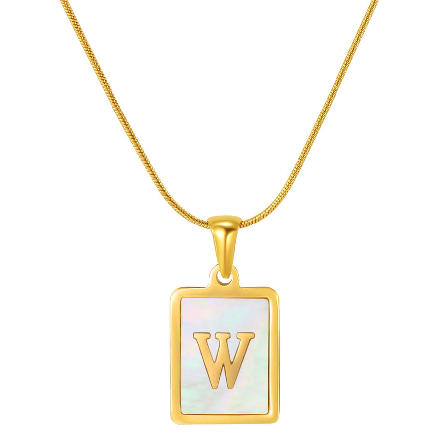 OpalGlow Alphabet Necklace - White Pearl
