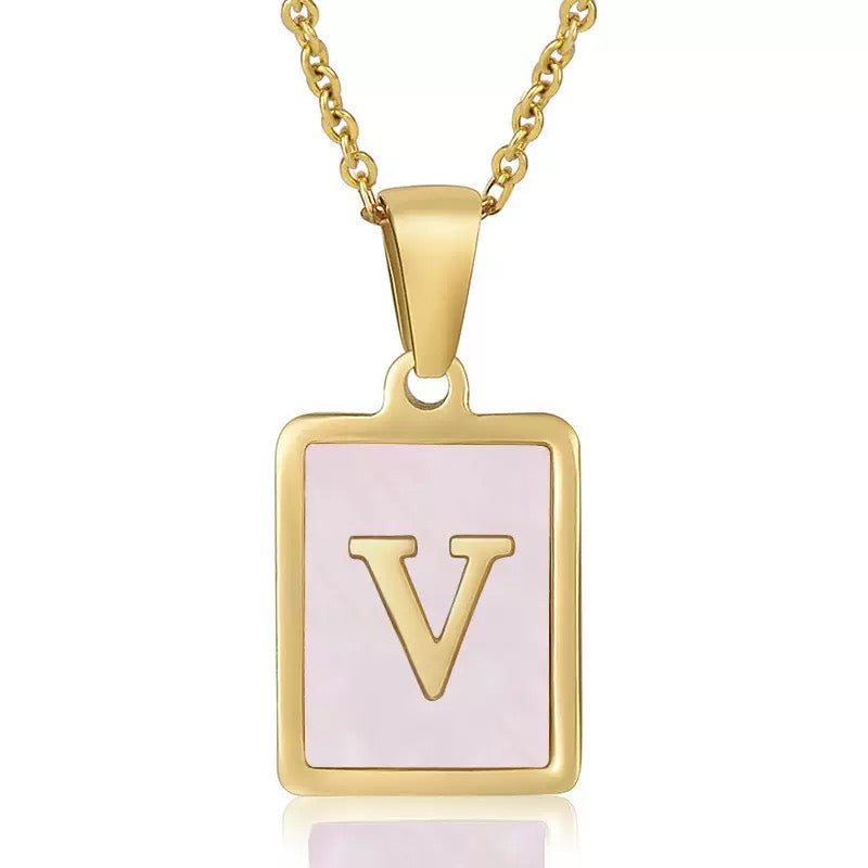 OpalGlow Alphabet Necklace - Pink Pearl