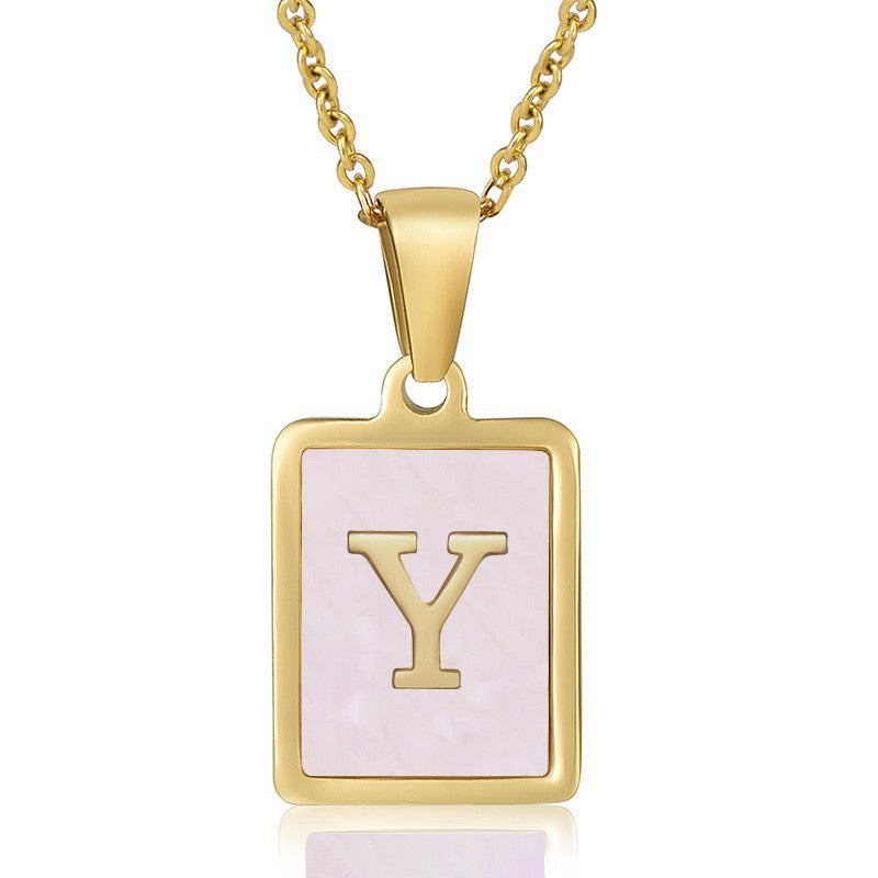 OpalGlow Alphabet Necklace - Pink Pearl