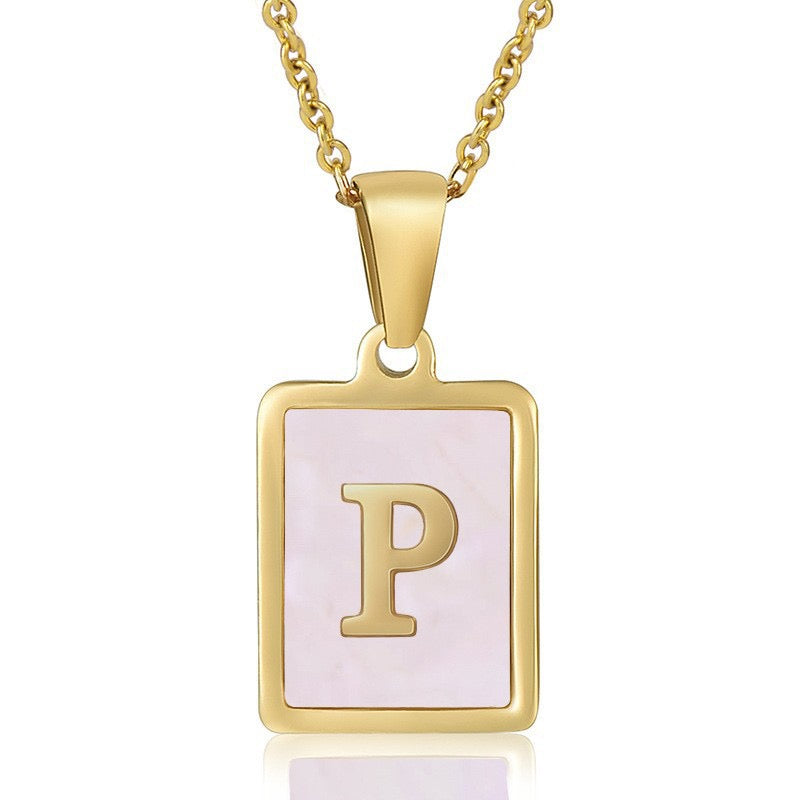 OpalGlow Alphabet Necklace - Pink Pearl