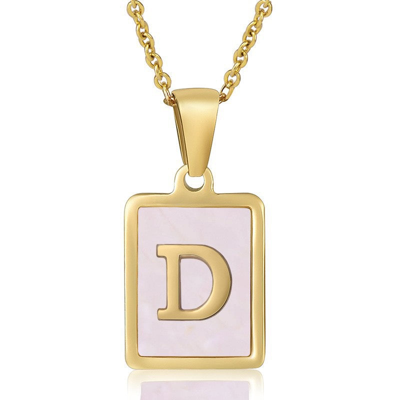 OpalGlow Alphabet Necklace - Pink Pearl