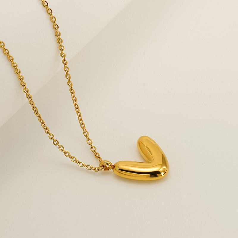 Bubble Letter Initial Necklace - Gold