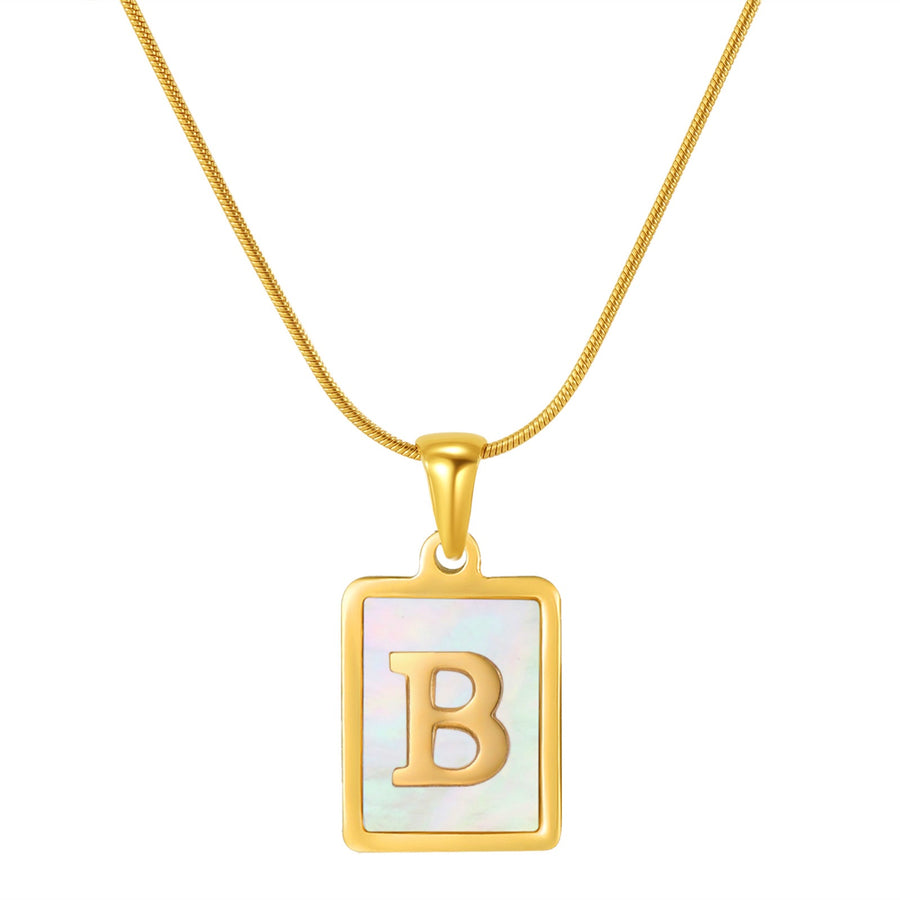 OpalGlow Alphabet Necklace - White Pearl