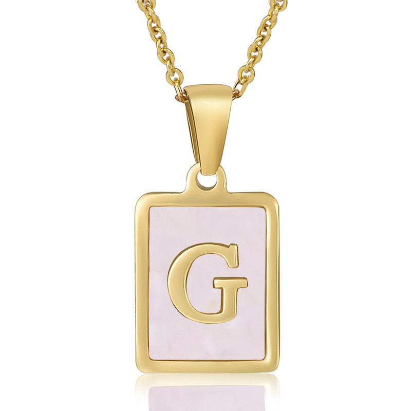 OpalGlow Alphabet Necklace - Pink Pearl