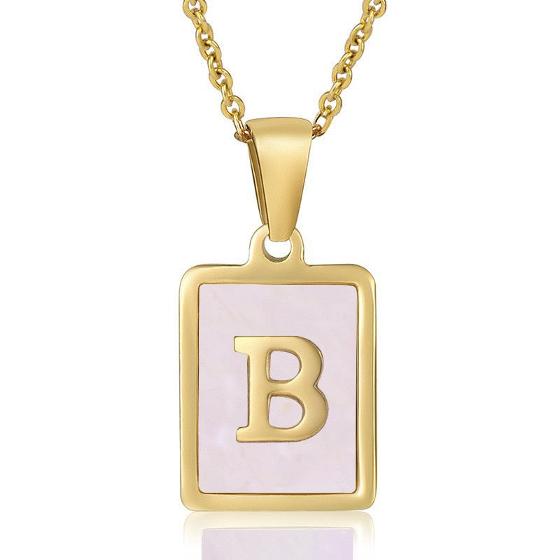OpalGlow Alphabet Necklace - Pink Pearl