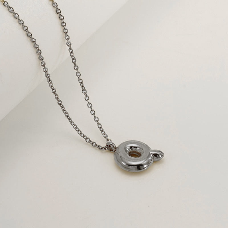 Bubble Letter Initial Necklace - Silver