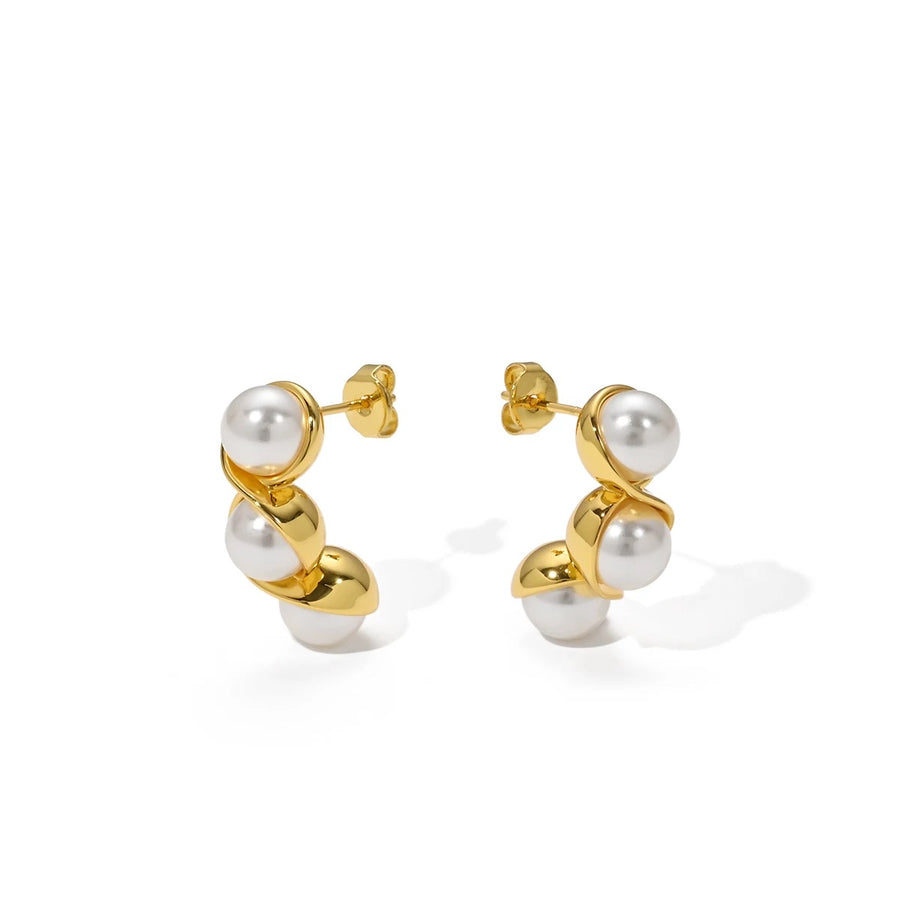 Pearl Cascade Golden Earrings