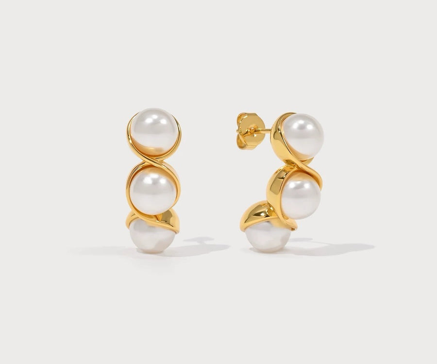 Pearl Cascade Golden Earrings