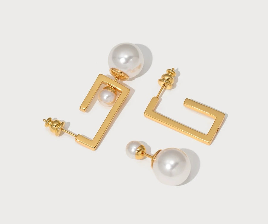 Gilded Pearl Cascade Earrings