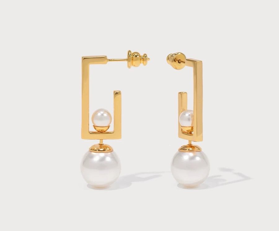 Gilded Pearl Cascade Earrings