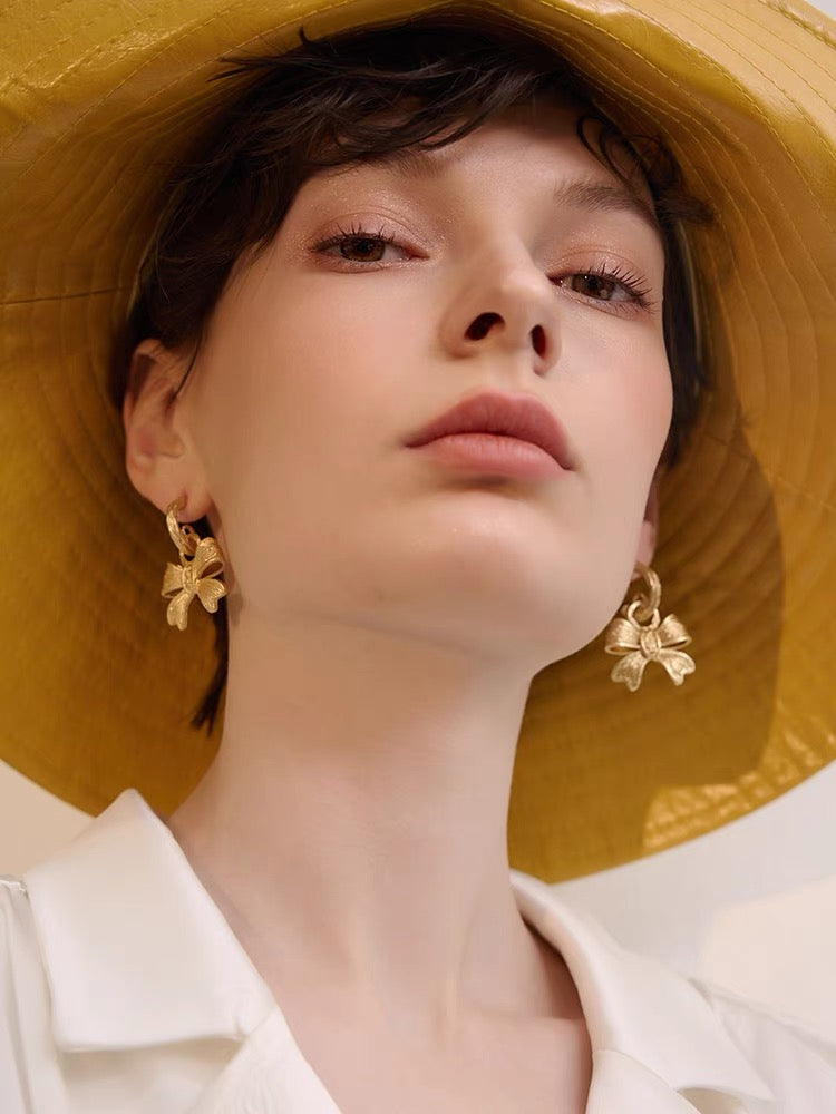 Gilded Holiday Bow Earrings
