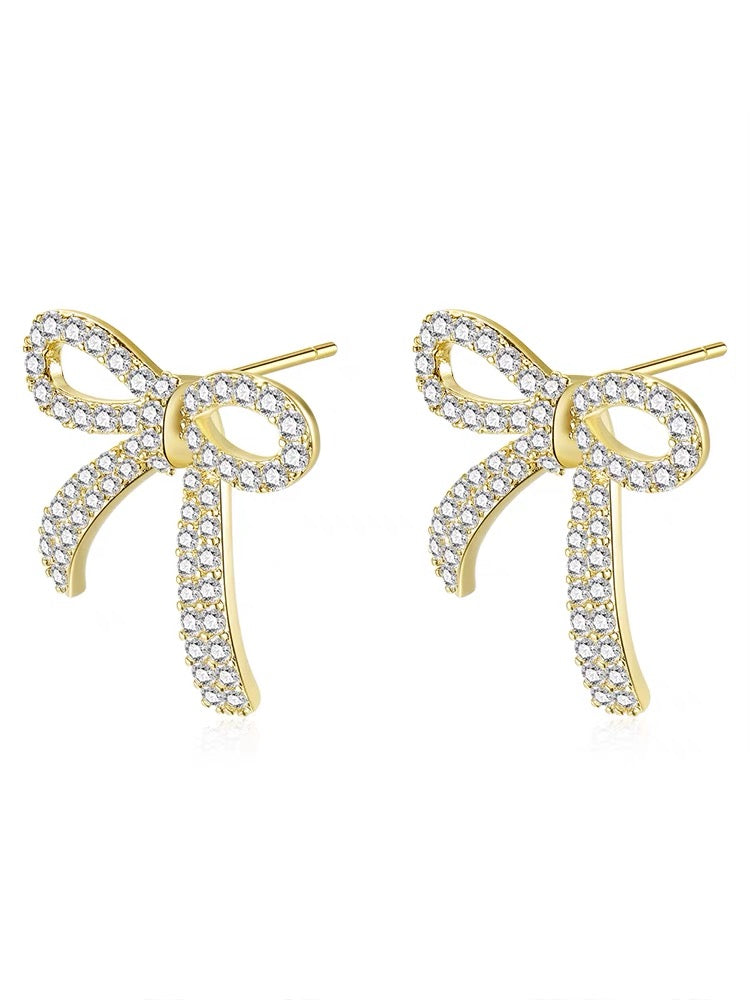 Golden Ribbon Stud Earrings