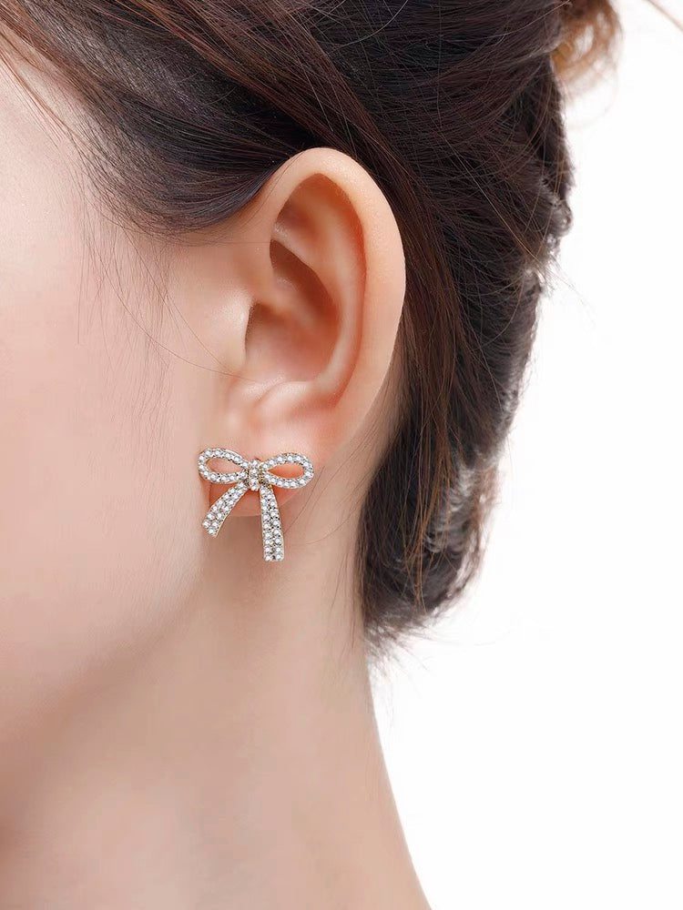Golden Ribbon Stud Earrings
