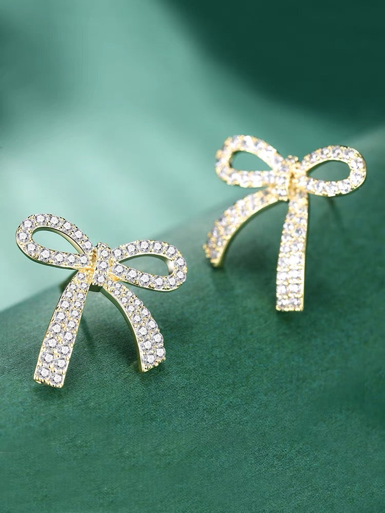 Golden Ribbon Stud Earrings