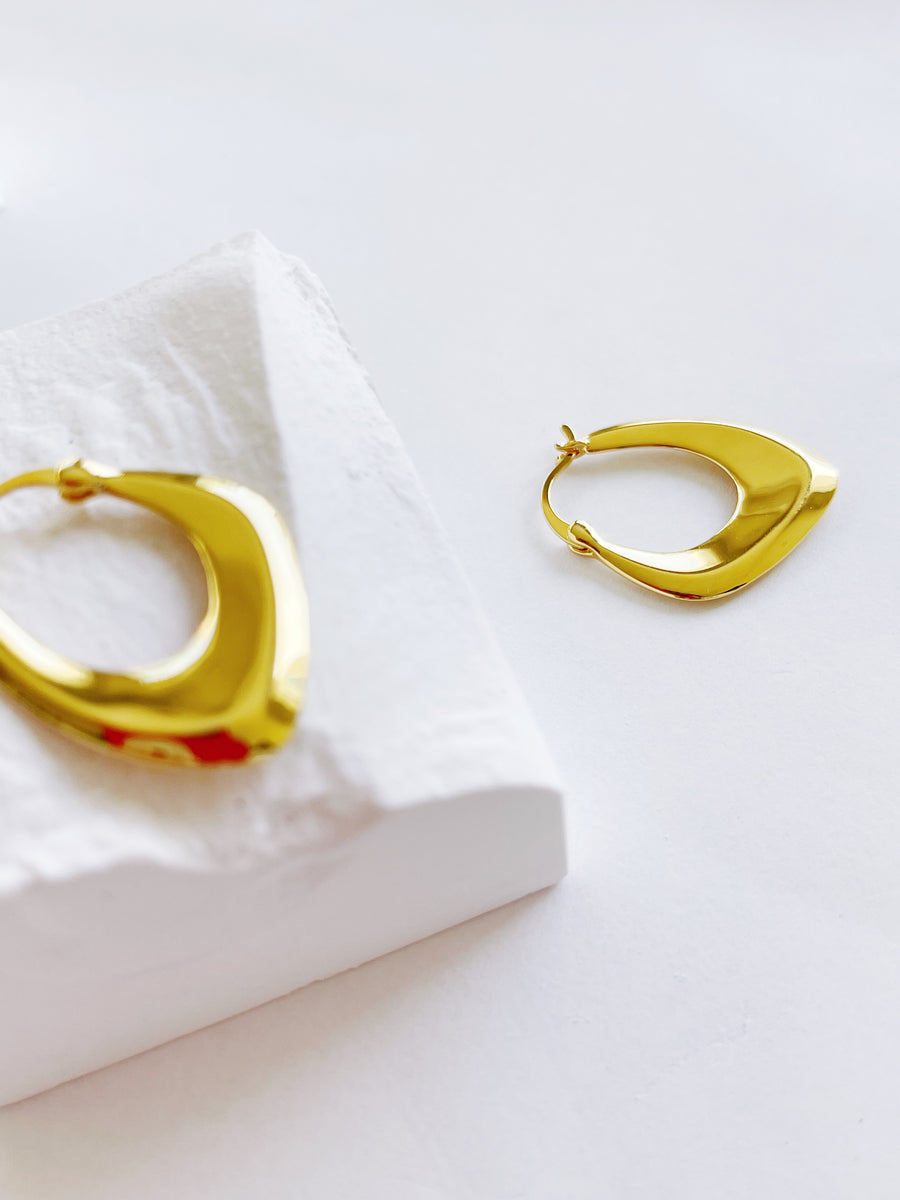 Gold Rectangular Hoop Earrings