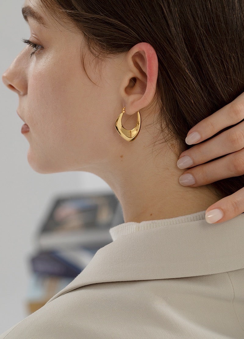 Gold Rectangular Hoop Earrings