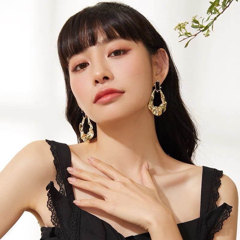 Radiant Orbit Gold Hoop Dangle Earrings